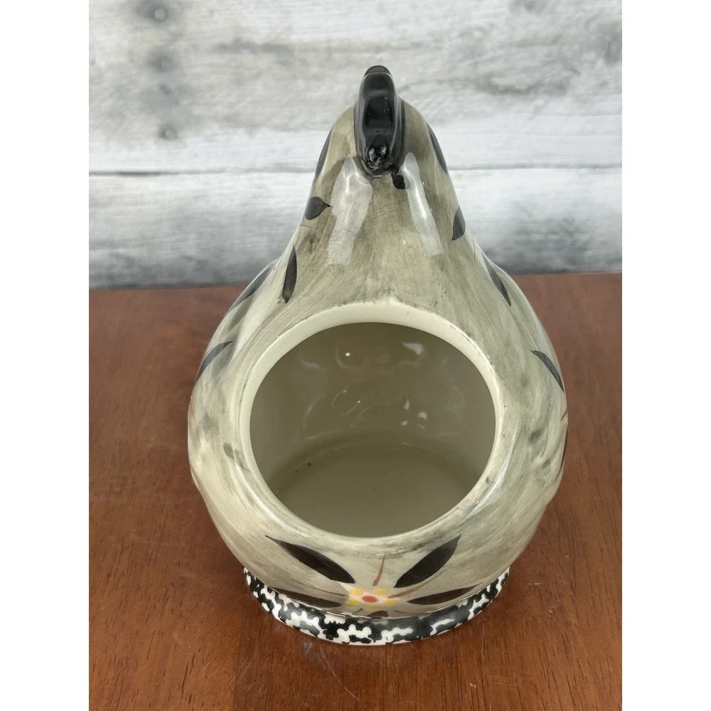 Temptations Old World Gray/Black Figural Chicken Spice Jar, Sugar Salt Container